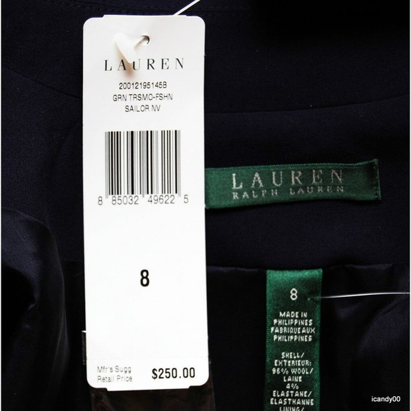 RALPH LAUREN Gran Turismo Zip Wool Jacket Blazer Top Coat Navy 10/12 Nwt $250 - Picture 5 of 6